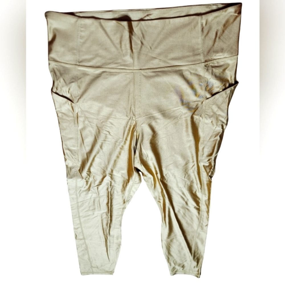 Gold Shine Legging With Side Pockets, 3X